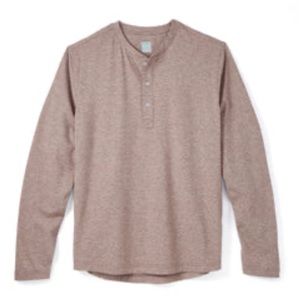 Myles Apparel long Sleeve Everyday Henley in Heather Clay (reddish) - LG
